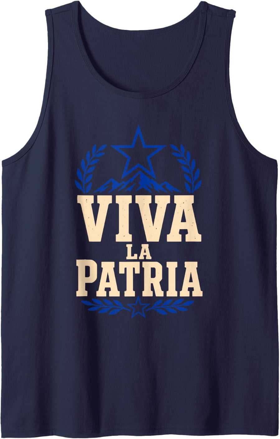 Viva La Patria Spanish Pride Mountains Star Sleeveless Tank Top - Navy Blue