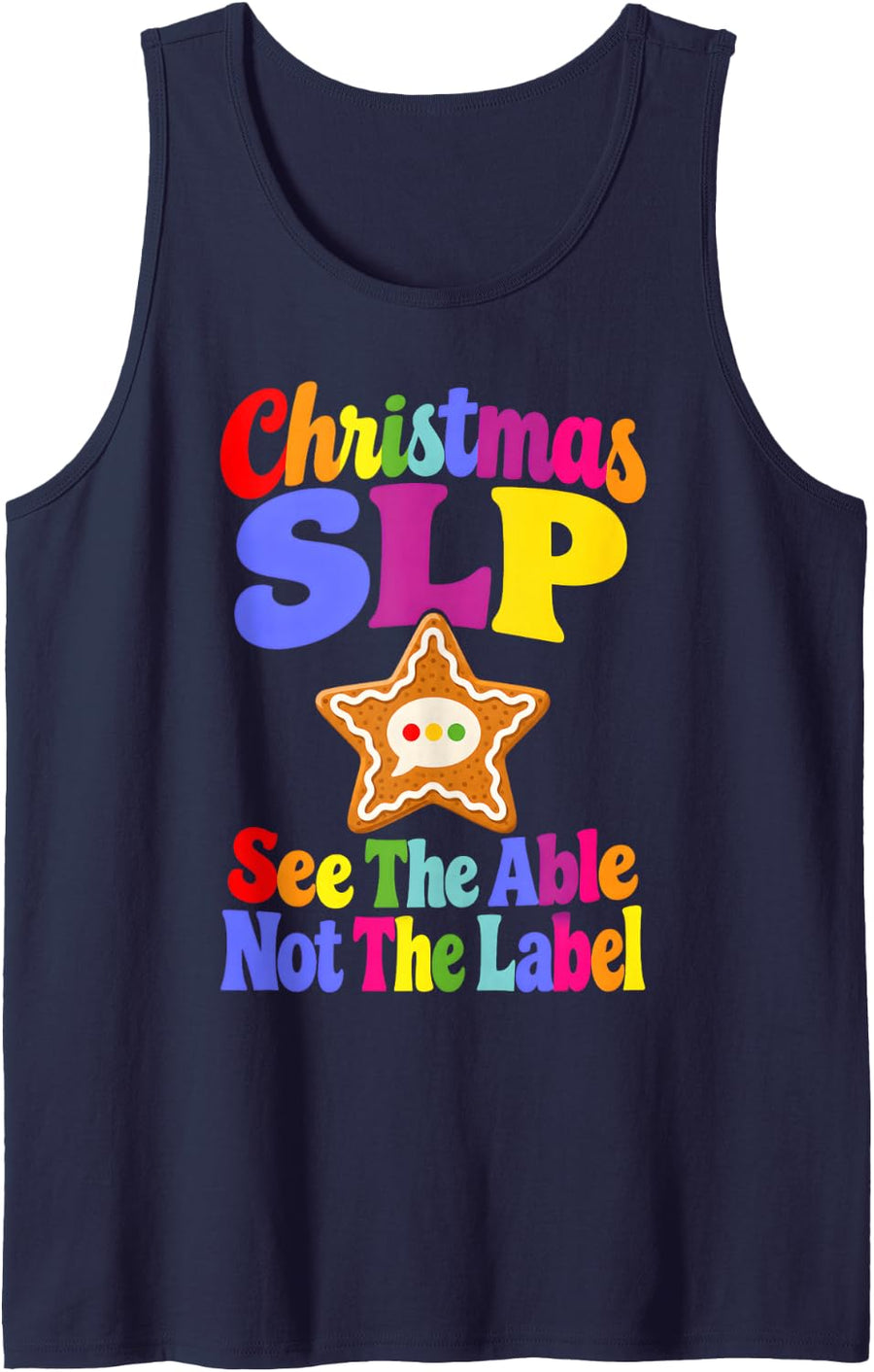 SLP Speech Language Pathologist Christmas See The Able Sleeveless Tank Top - Navy Blue