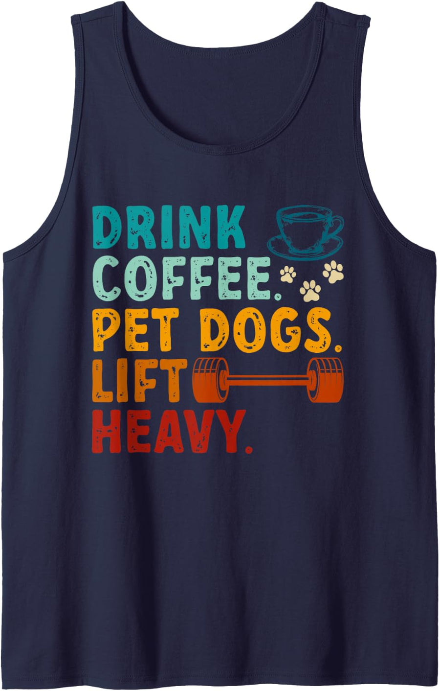 Bodybuilding Weightlifting Drink Coffee Pet Dogs Lift Heavy Tank Top - Navy Blue