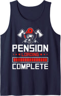 Pension Loading Complete Retired Firefighter Fireman Sleeveless Tank Top - Navy Blue