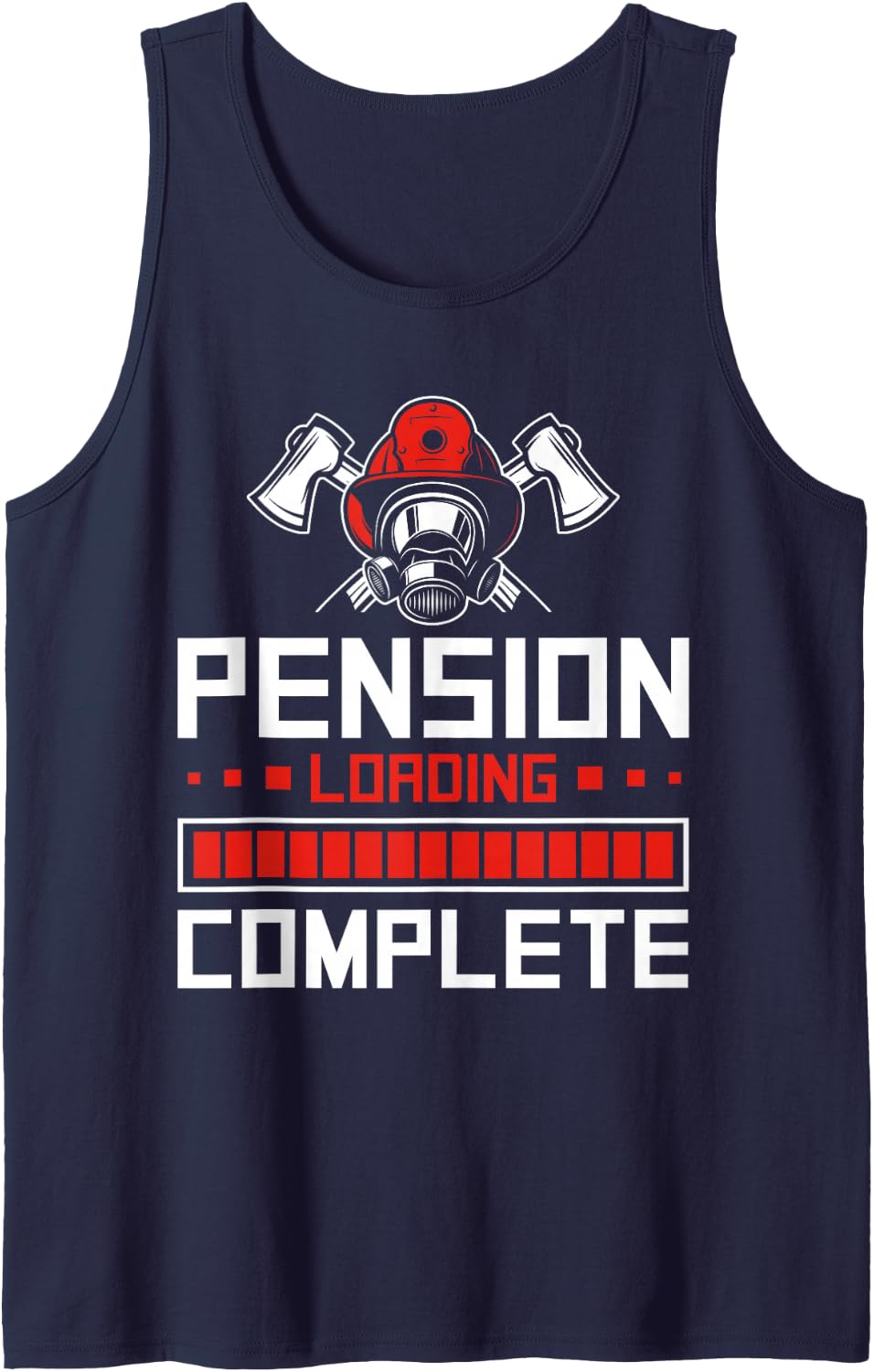 Pension Loading Complete Retired Firefighter Fireman Sleeveless Tank Top - Navy Blue