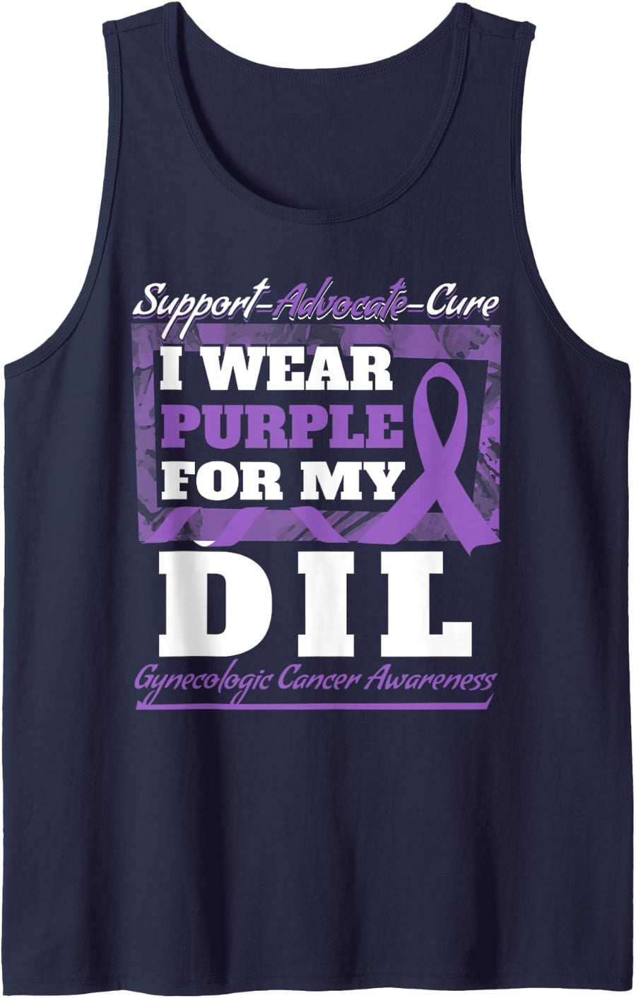 I Wear Purple for My DIL Gynecologic Cancer Awareness Tank Top - Navy Blue