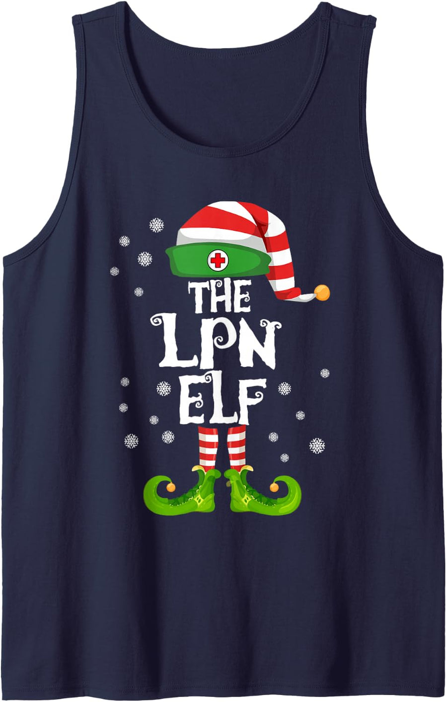 LPN Licensed Practical Nurse Elf Nursing Christmas Costume Sleeveless Tank Top - Navy Blue