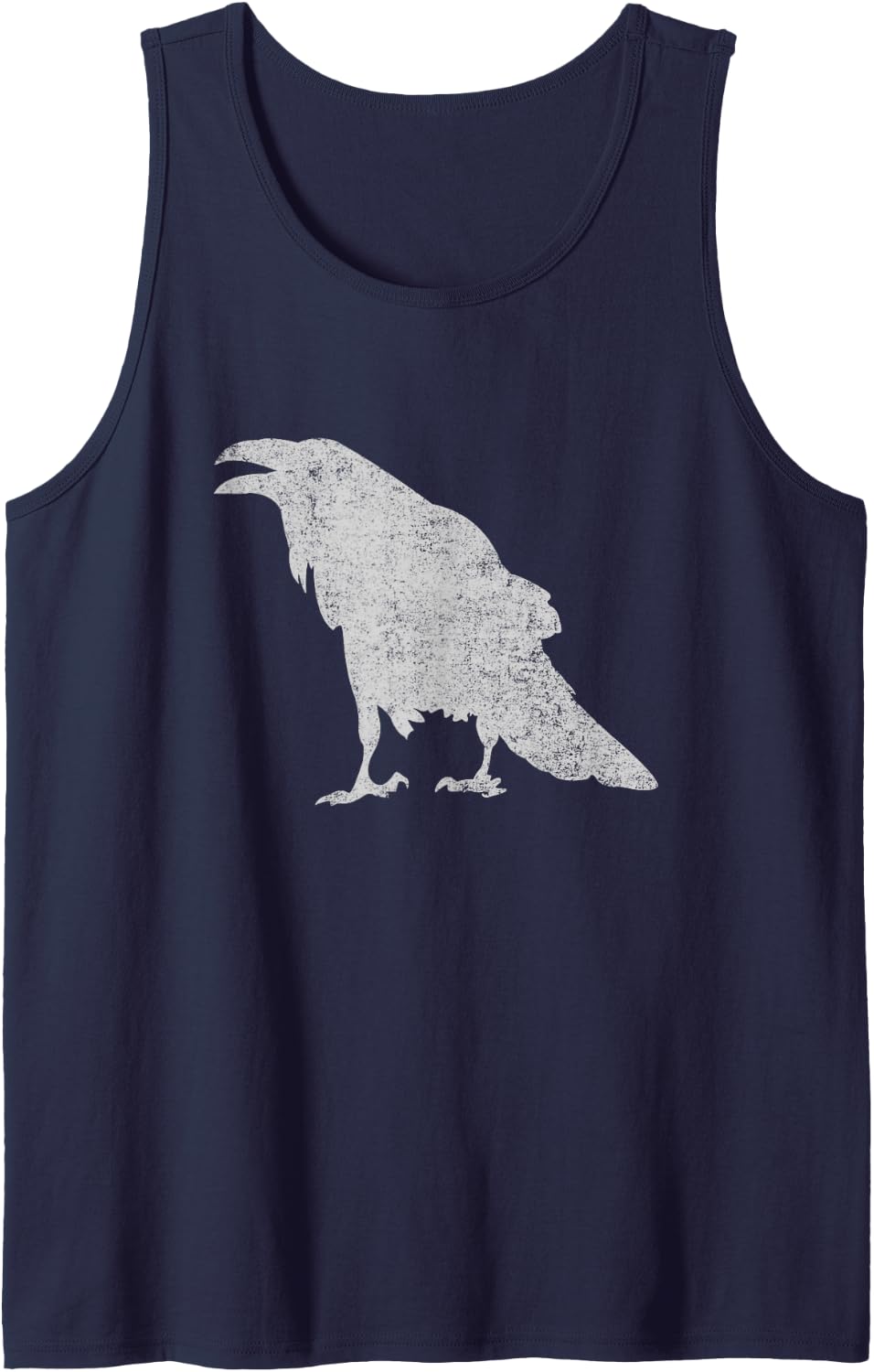 Crow Raven Blackbird Vintage Gothic Bird Silhouette Tank Top - Navy Blue