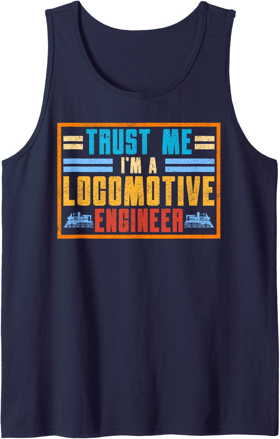 Locomotive Engineer Train Driver Sleeveless Tank Top - Navy Blue
