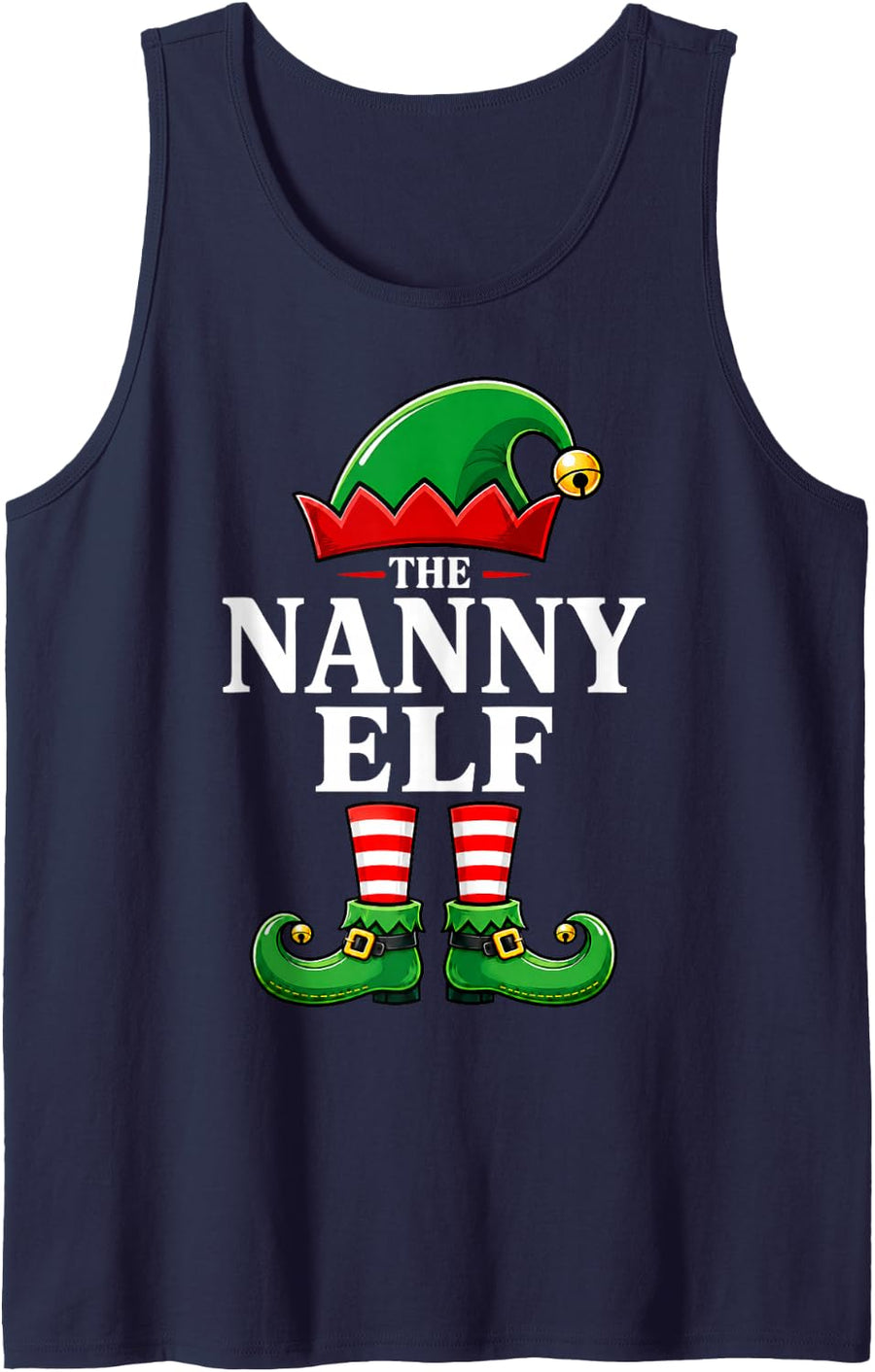 Nanny Elf Christmas Matching Family Elf Squad Xmas Tank Top - Navy Blue