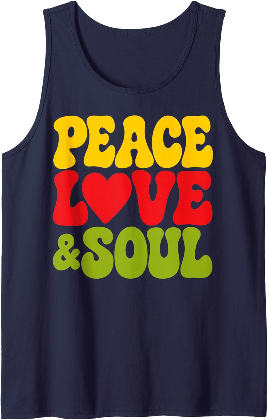 Groovy Peace Love & Soul R&B Music Retro Vintage 90s Fan Sleeveless Tank Top - Navy Blue