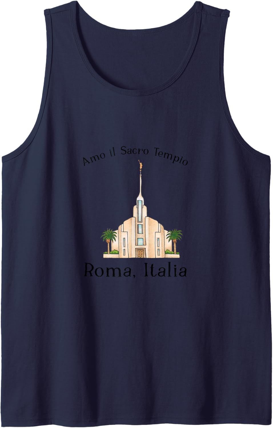 Rome Italy Temple, I Love to See My Temple, Color (Italian) Sleeveless Tank Top - Navy Blue