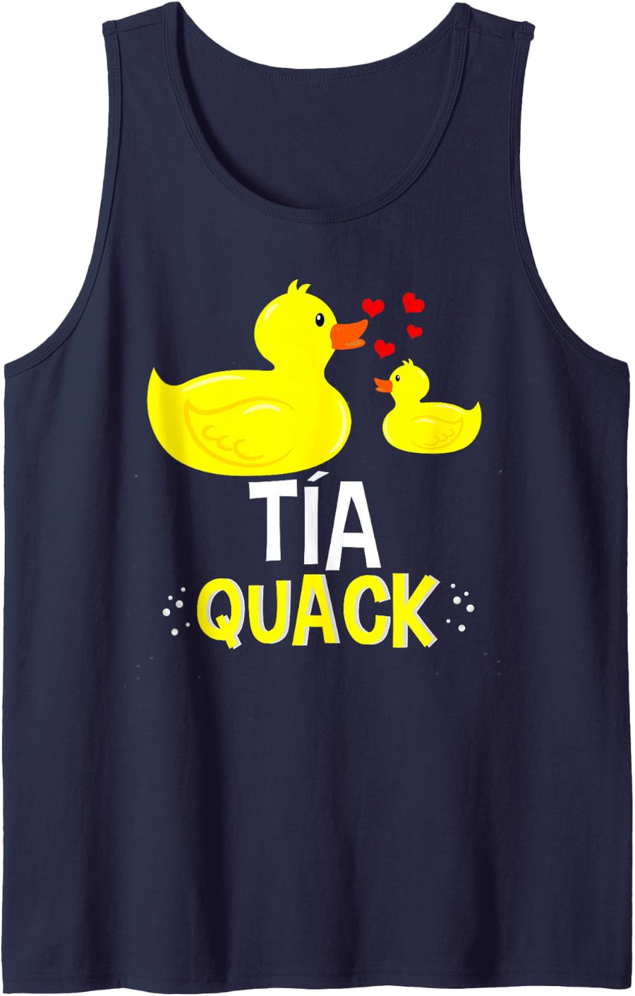 Tia Quack Yellow Duck Baby Shower Spanish Aunt Funny Sleeveless Tank Top - Navy Blue