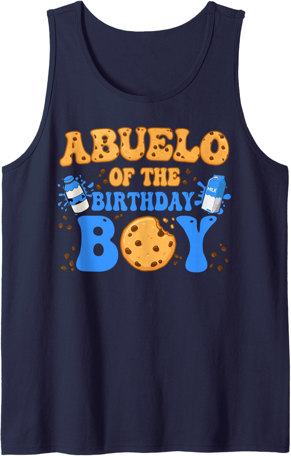 Abuelo of The Birthday Boy Milk and Cookies Lover Tank Top - Navy Blue
