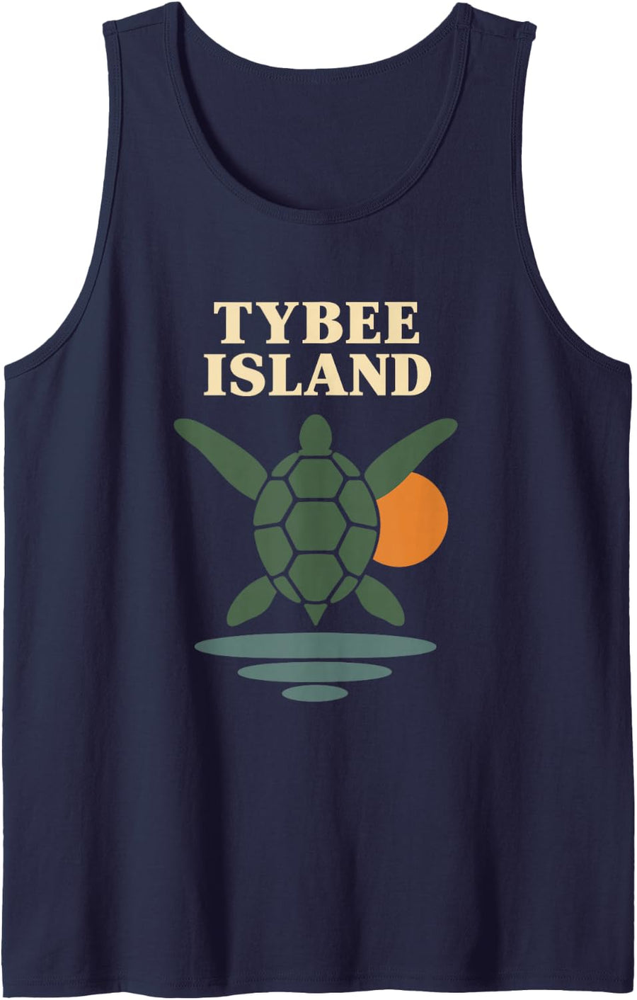Tybee Island Sea Turtle Retro Travel Poster Sleeveless Tank Top - Navy Blue