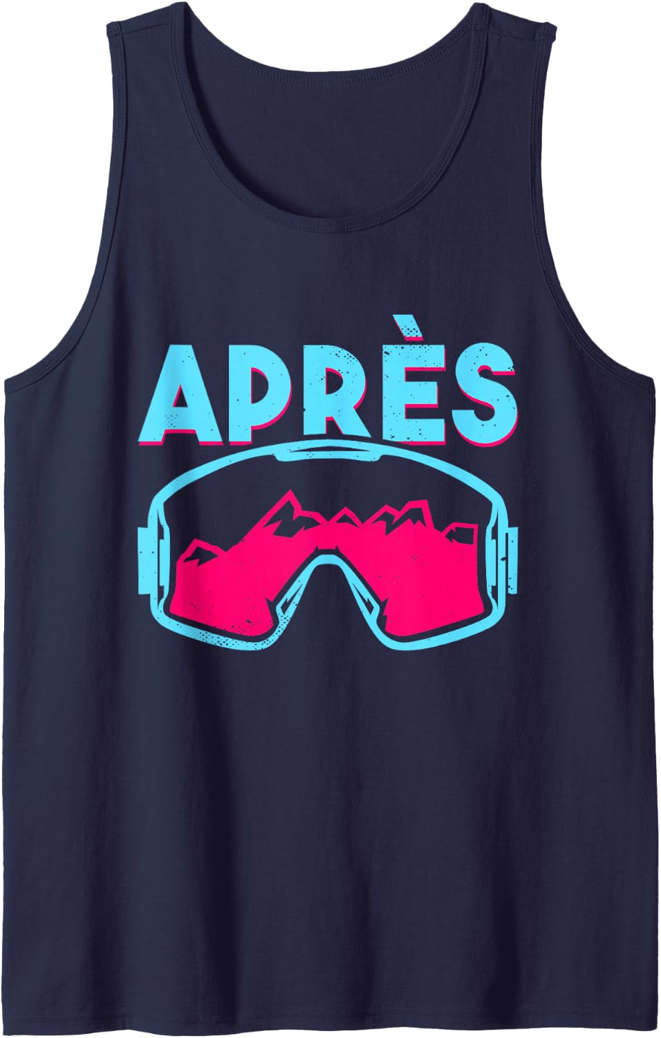 Après, Retro Ski Goggles Vintage 80s 90s Skiing Outfit Sleeveless Tank Top - Navy Blue