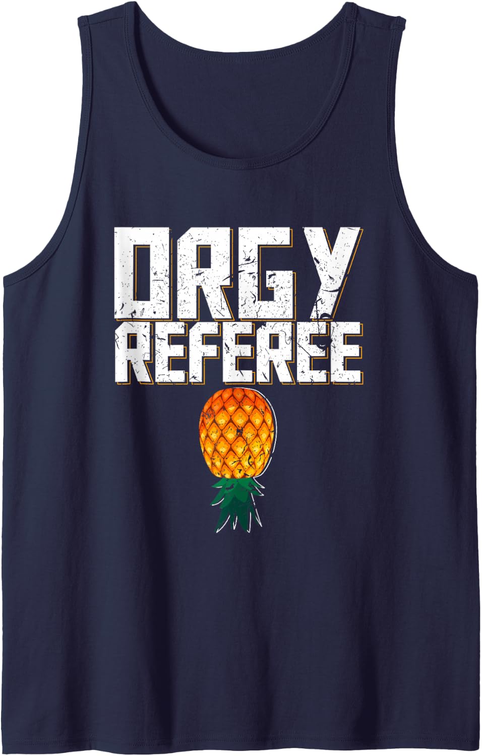 Orgy Referee Swinger Party Pineapple Threesome Gang Bang Tank Top - Navy Blue