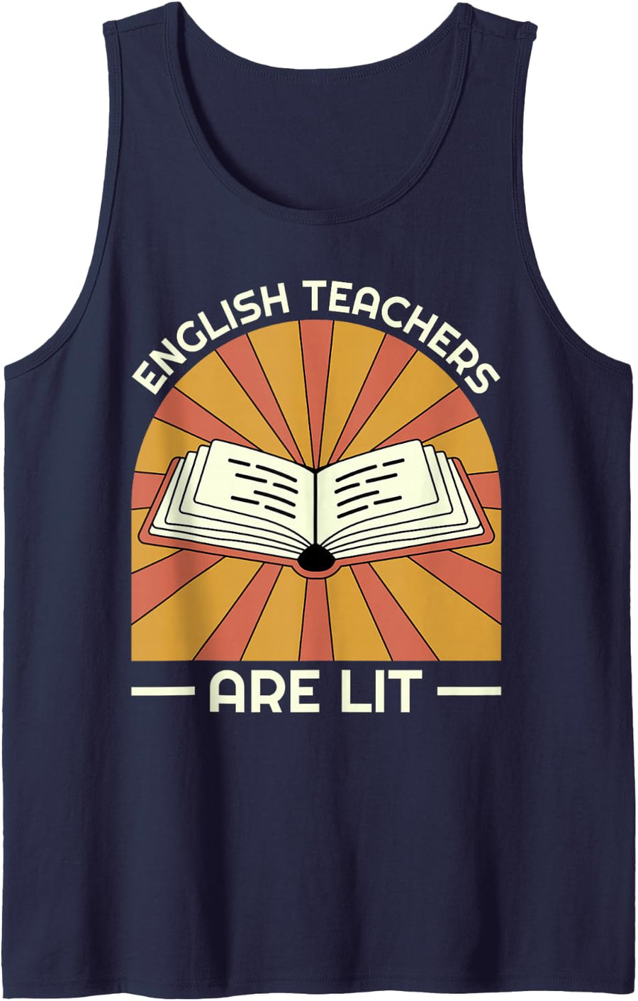 English Teachers are Lit Funny Retro Reading Book Sleeveless Tank Top - Navy Blue