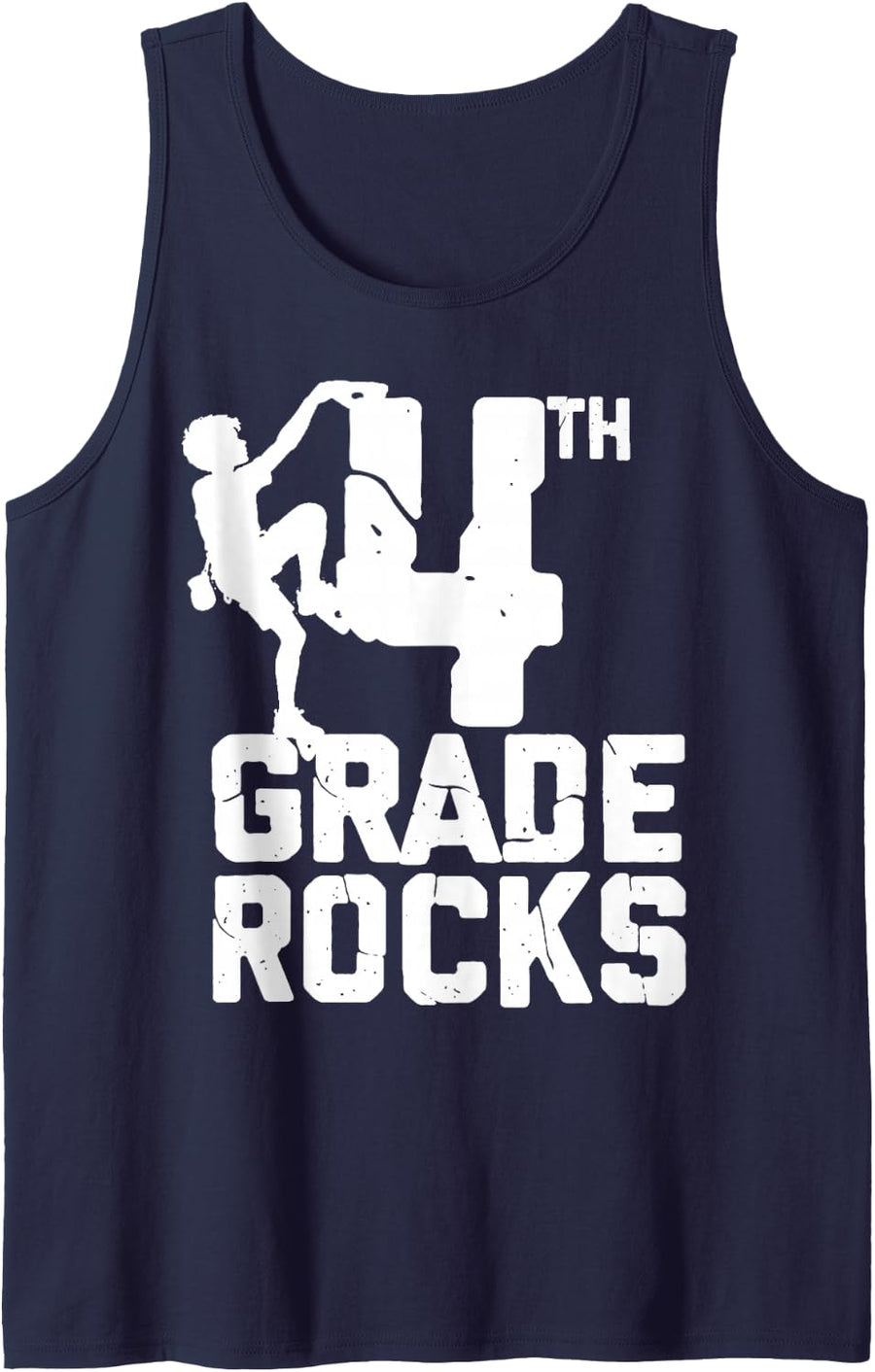 4th Grade Boys Rock Climbing First Day of School Fourth Tank Top - Navy Blue