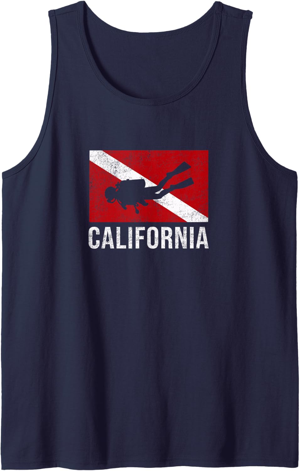 California Scuba Diving Diver Down Dive Flag Gift Tank Top - Navy Blue