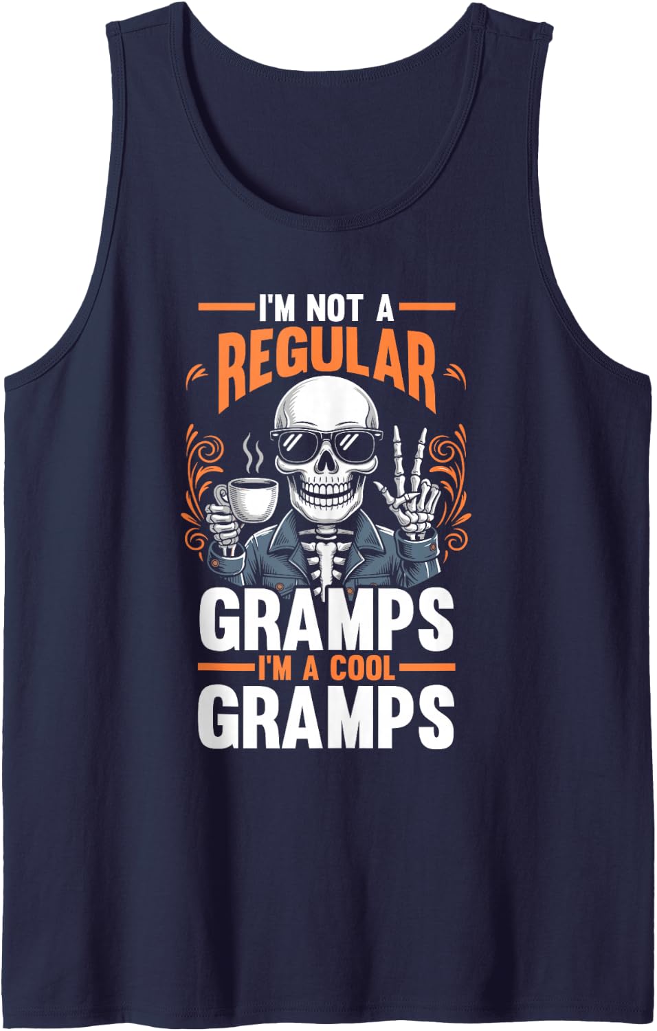 Men's Cool GrandfatherCoffee Granddad Grandpa Sleeveless Tank Top - Navy Blue