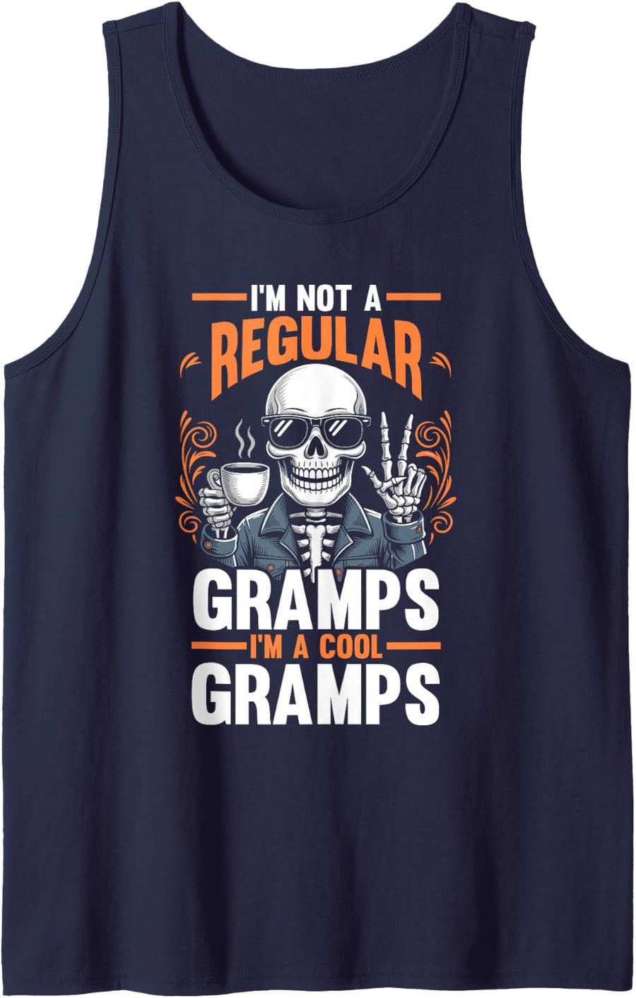 Men's Cool GrandfatherCoffee Granddad Grandpa Sleeveless Tank Top - Navy Blue
