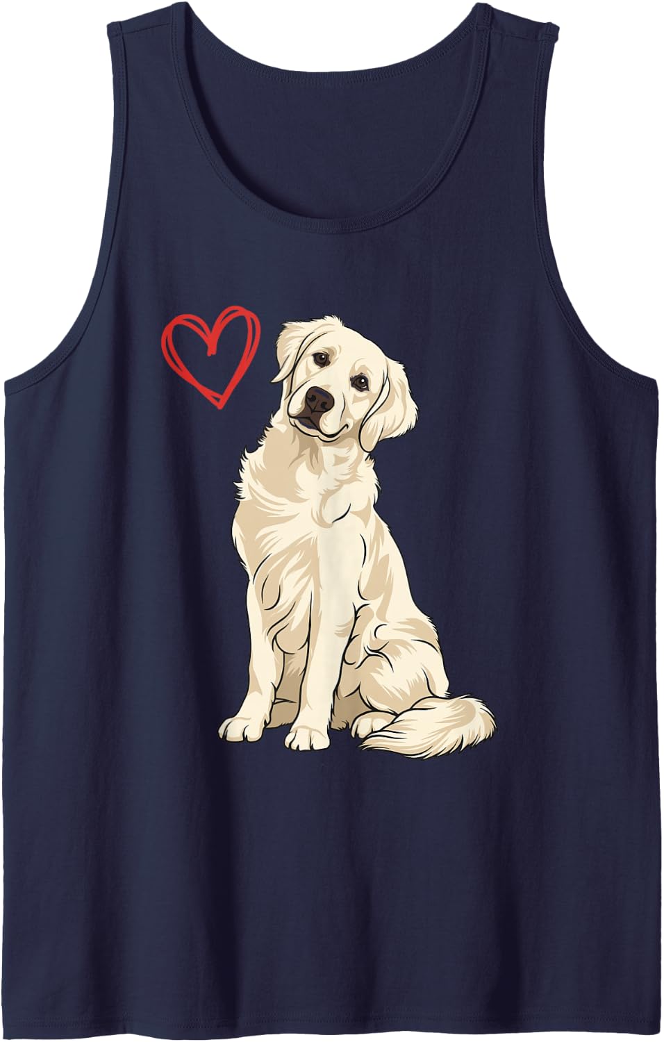 Love White English Cream Golden Retriever Puppy Tank Top - Navy Blue
