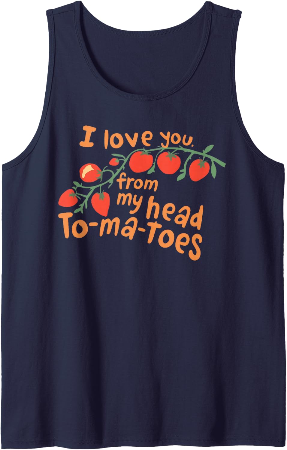 I Love You from My Head Tomatoes Tank Top - Navy Blue