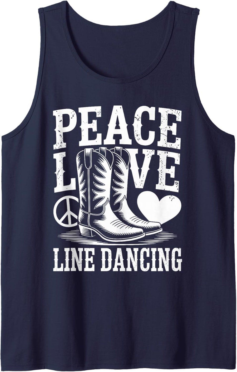 Peace Love Line Dancing Funny Line Dance Tank Top - Navy Blue