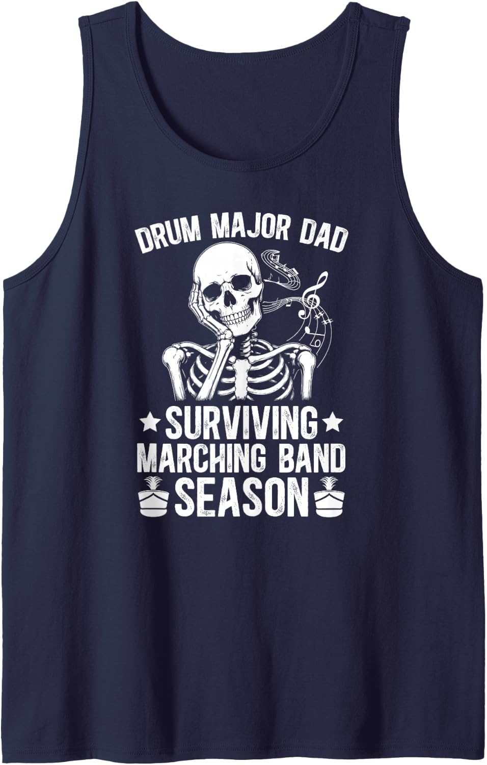 Men's Drum Major Dad Funny Dad of A Drum Major Father Sleeveless Tank Top - Navy Blue