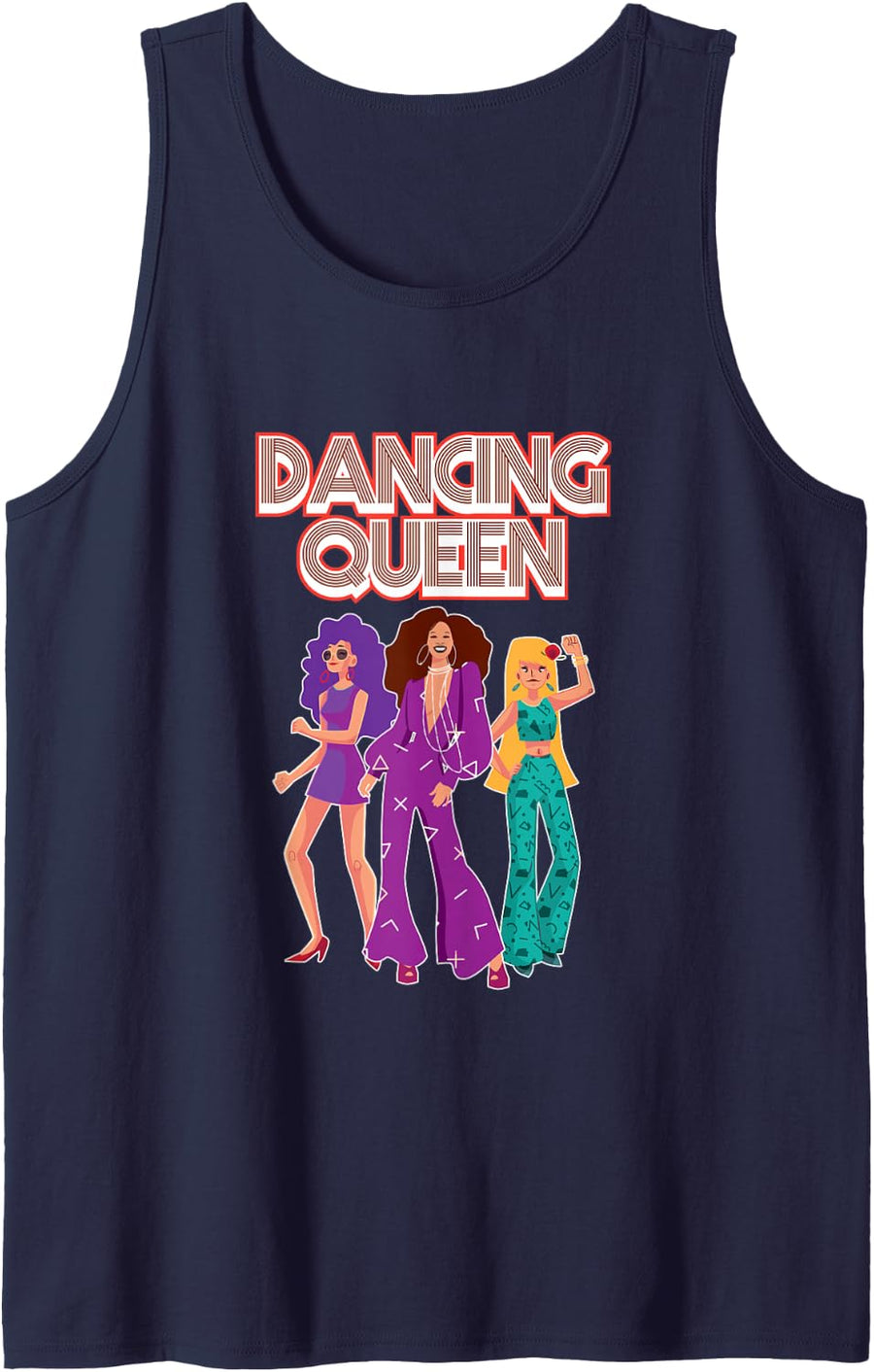 Fun Dancing Queen Disco Dance Club Party 1970s Gift Tank Top - Navy Blue