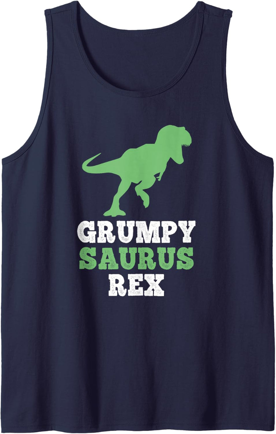 Mens PepeSaurus Rex Dino Dinosaur FunnyGrumpy-Saurus Tank Top - Navy Blue