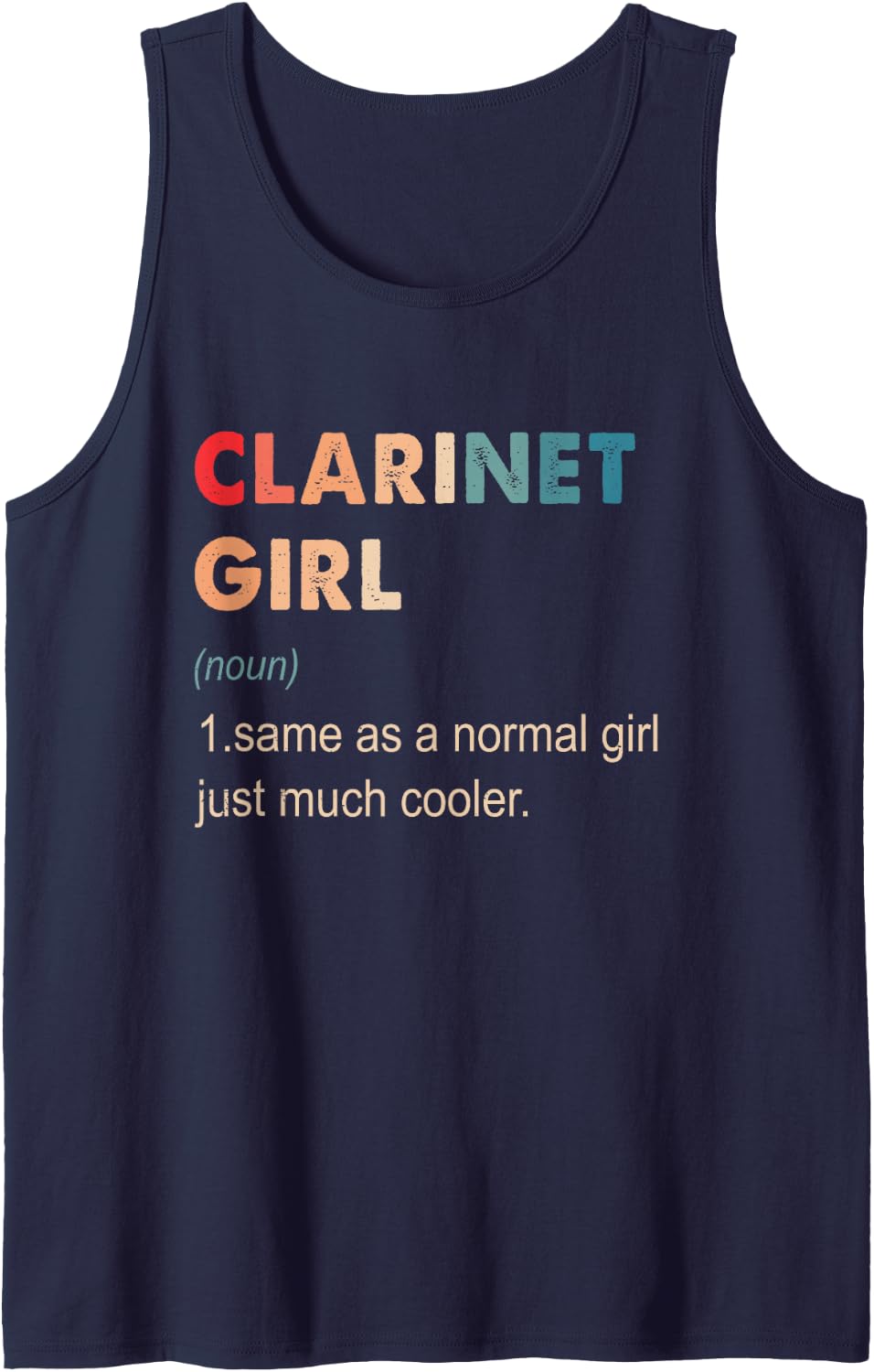 Clarinet Girl Definition Funny Clarinet Lover Gift for Girls Sleeveless Tank Top - Navy Blue