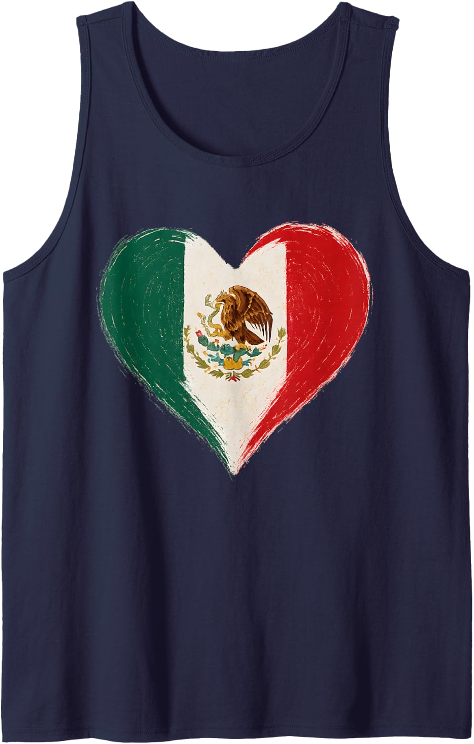 Mexican Mexico Flag Heart Tank Top - Navy Blue
