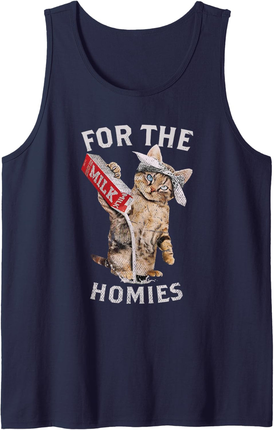 Retro Milk Cat For The Homies Vintage Lover Tank Top - Navy Blue