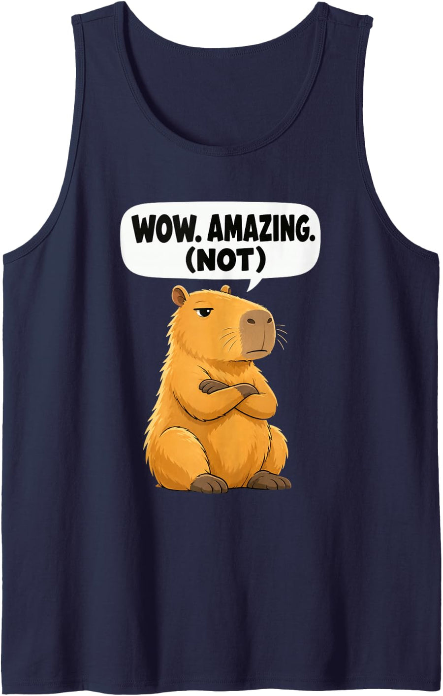 Capybara Wow Amazing Not Sarcastic Funny Animal Humor Tank Top - Navy Blue
