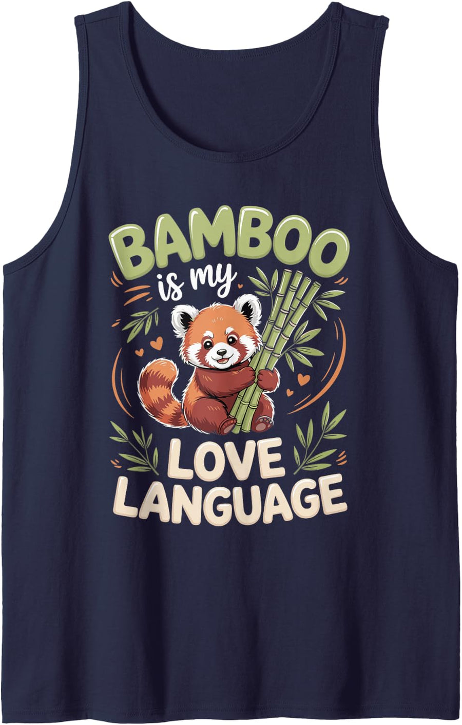 Bamboo is My Love Language Red Panda Wildlife Sleeveless Tank Top - Navy Blue