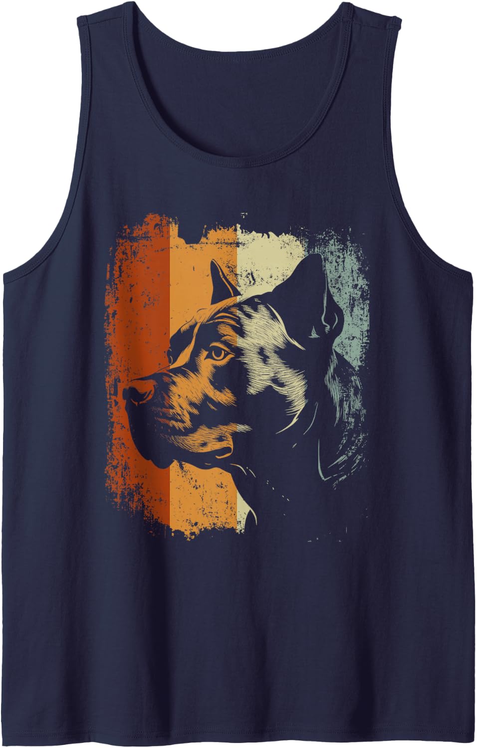 Retro Style Vintage Design American Pitbull Terrier Dog Tank Top - Navy Blue