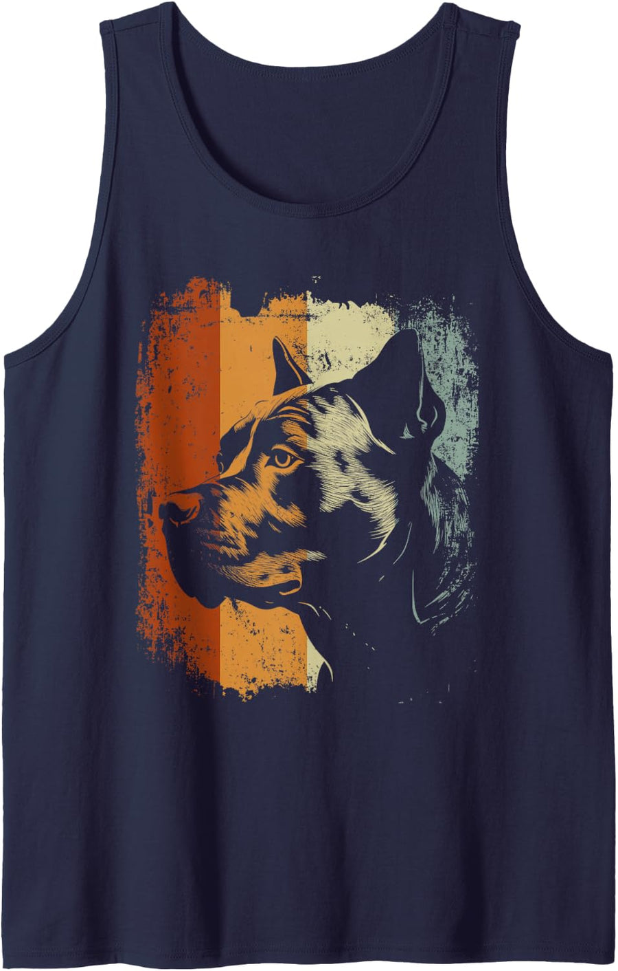 Retro Style Vintage Design American Pitbull Terrier Dog Tank Top - Navy Blue