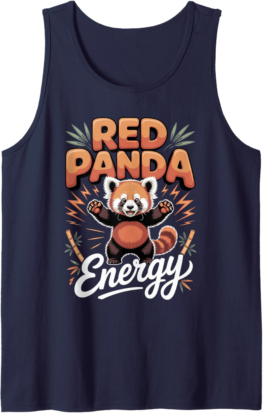 Red Panda Energy Wildlife Animal Lover Bamboo Sleeveless Tank Top - Navy Blue
