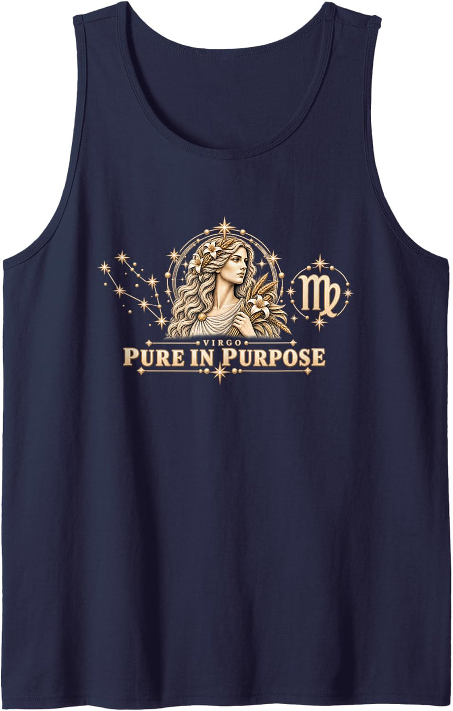 Virgo Pure in Purpose Maiden Zodiac Astrology Sleeveless Tank Top - Navy Blue