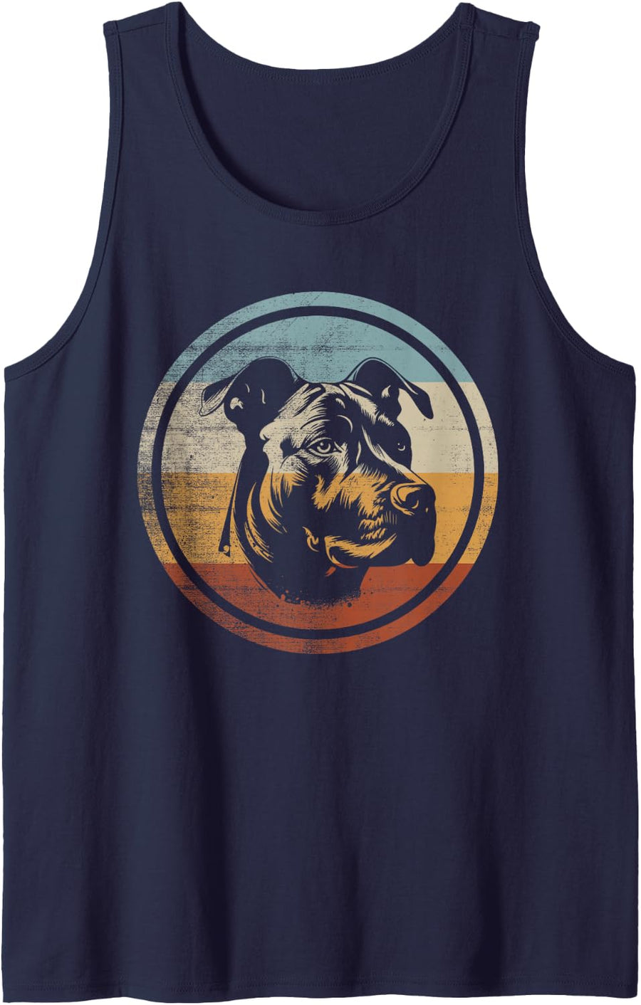 American Pitbull Terrier Dog Retro Style Tank Top - Navy Blue