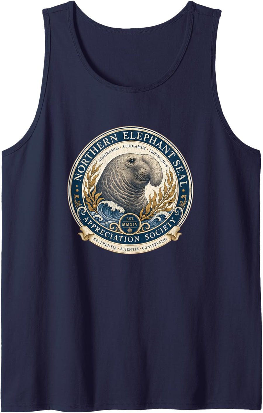Northern Elephant Seal Migration Wildlife Sleeveless Tank Top - Navy Blue