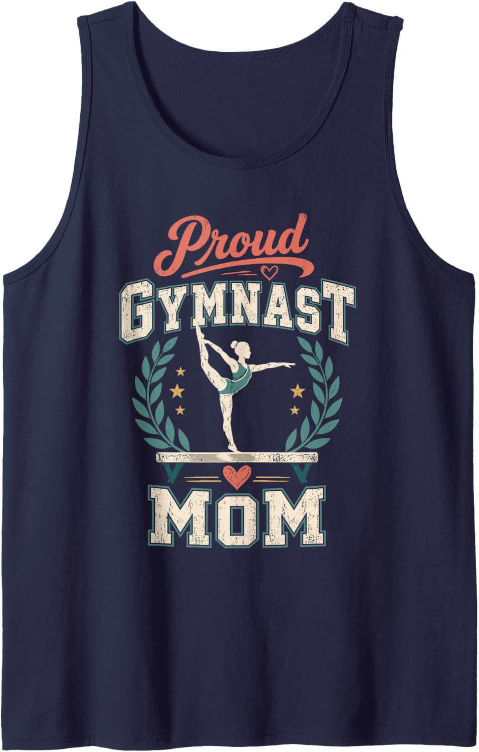 Cute Proud Gymnast Mom Gymnastics Mom Sleeveless Tank Top - Navy Blue