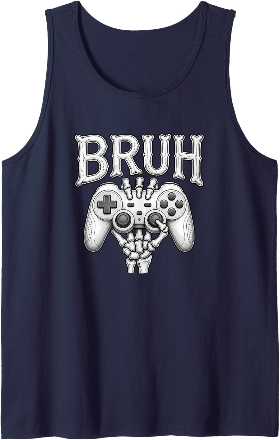 Bruh Halloween Skeleton Hand Gamer Video Gaming Controller Tank Top - Navy Blue