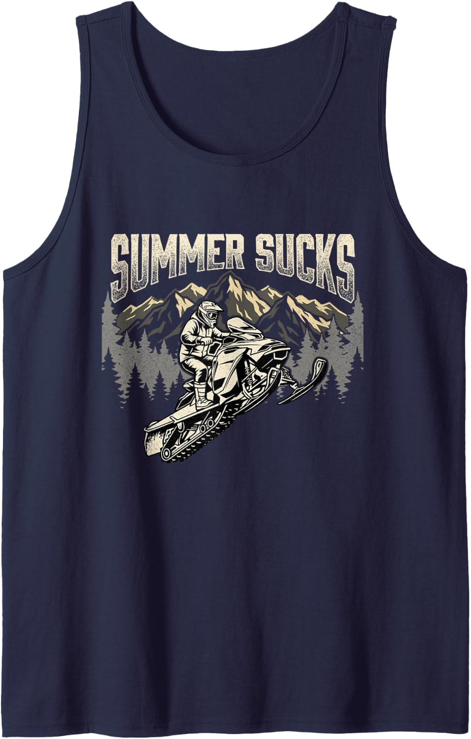 Summer is Boring - Snowmobile Snow Sled Snowmobiling Sleeveless Tank Top - Navy Blue