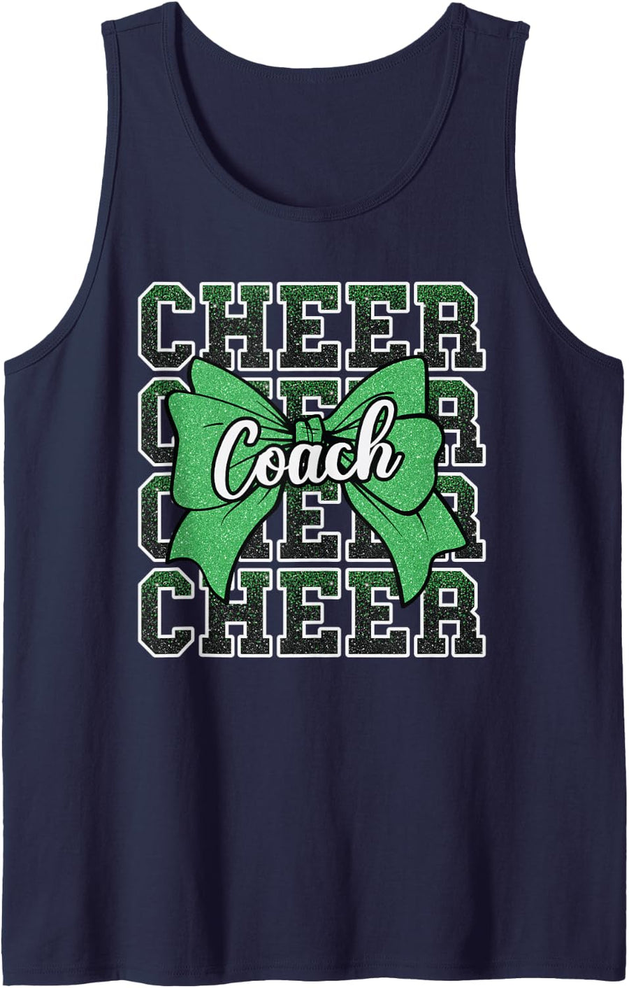 Green Funny Sport Loud Proud Cheer Coach Dad Father's Day Tank Top - Navy Blue