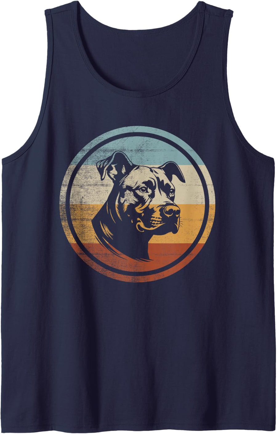 Retro Style American Pitbull Terrier Dog Tank Top - Navy Blue