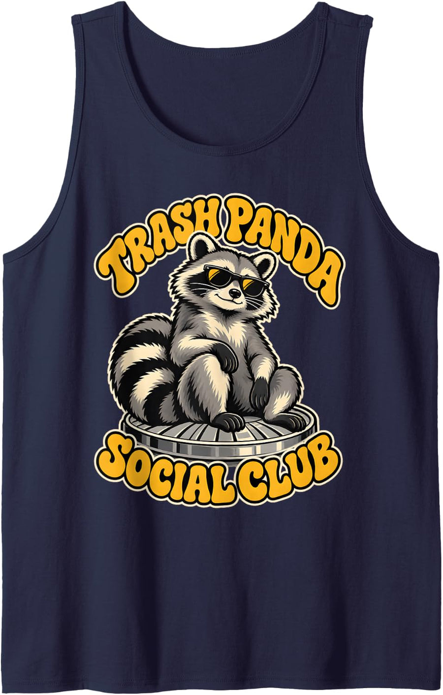 Trash Panda Social Club Funny Raccoon Lover Retro Sleeveless Tank Top - Navy Blue