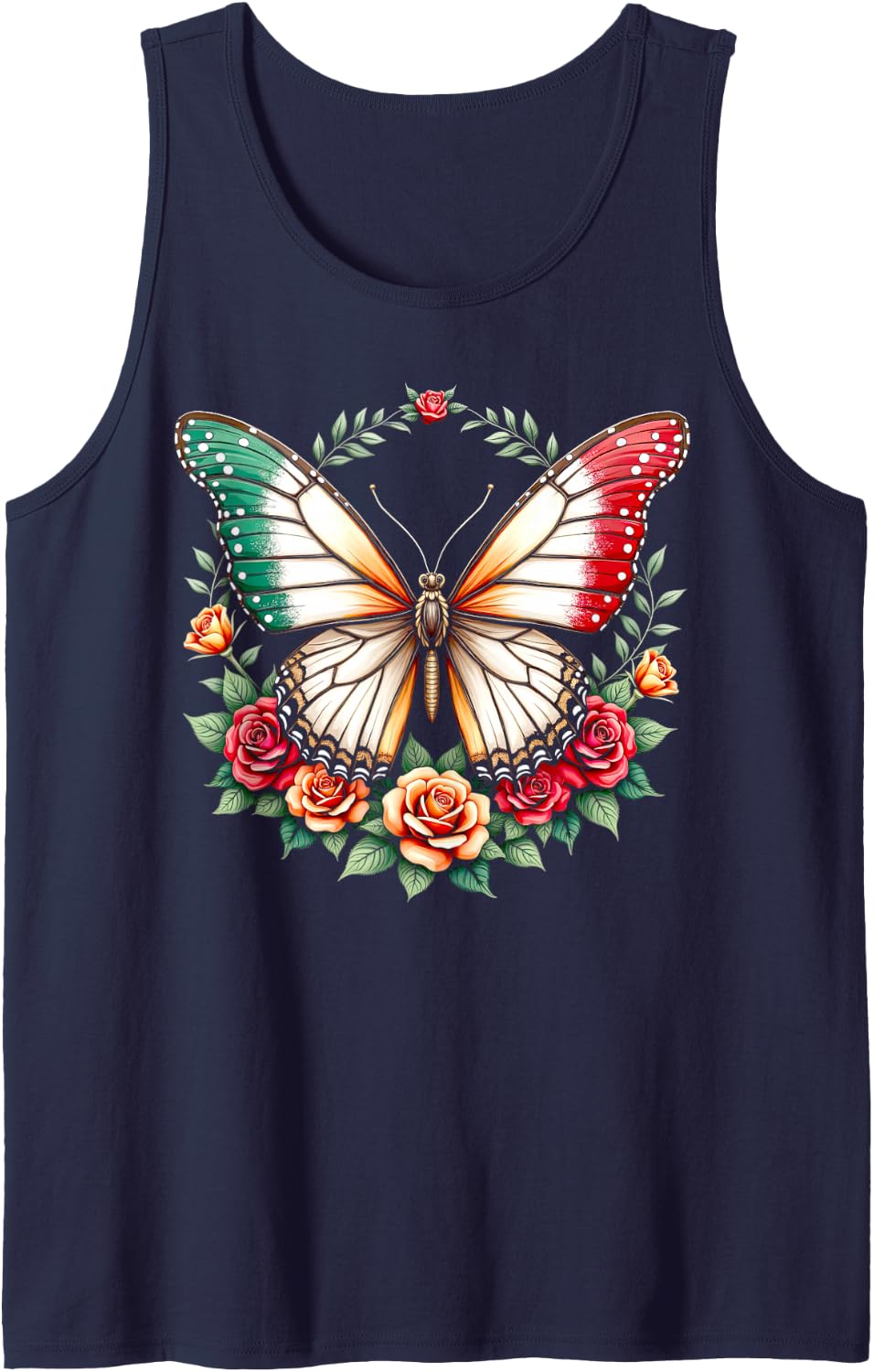 Mexican Independence Day Butterfly Mexico Flag Women Girls Sleeveless Tank Top - Navy Blue