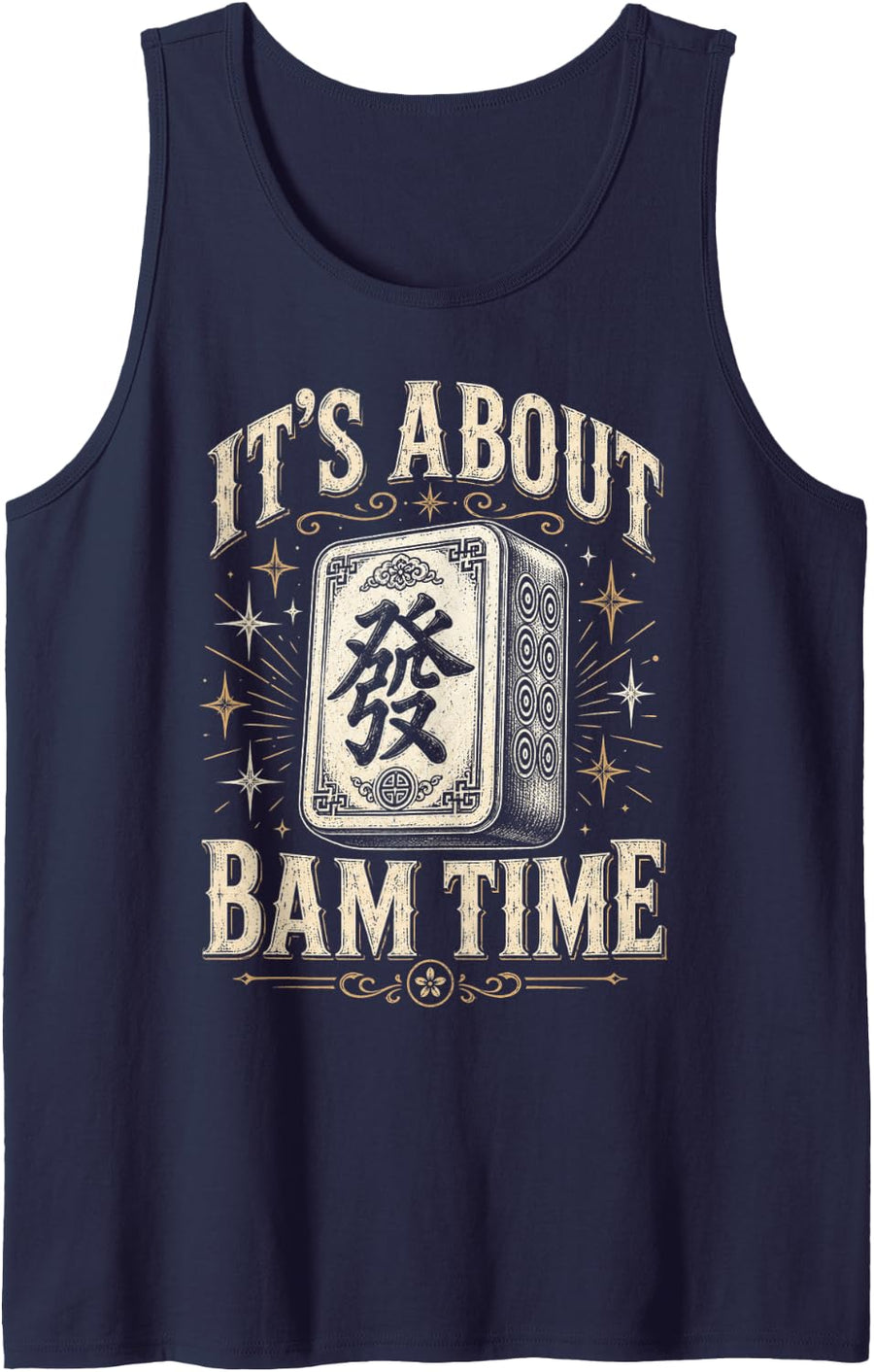 Mahjong Its About Bam Time Funny Game Night Tank Top - Navy Blue