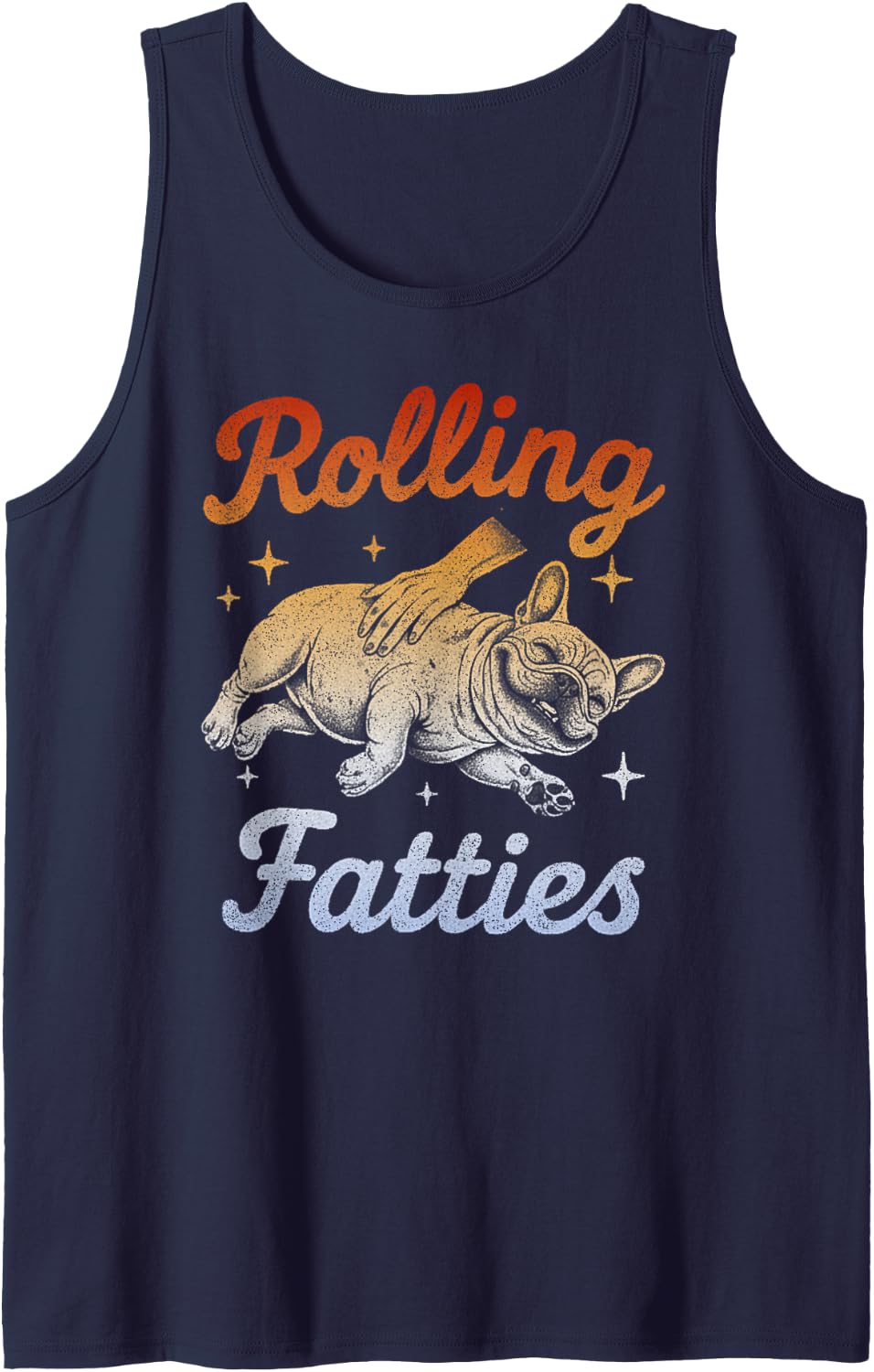 Rolling Fatties French Bulldog Retro Vintage Tank Top - Navy Blue