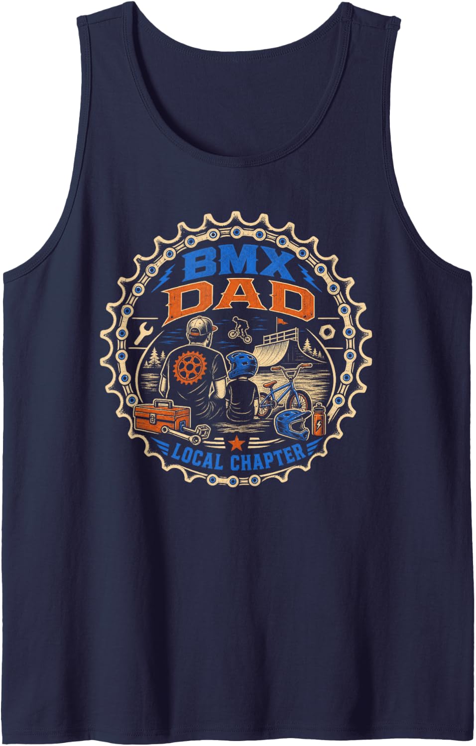 BMX Dad Local Chapter Father Bicycle Riders Tank Top - Navy Blue