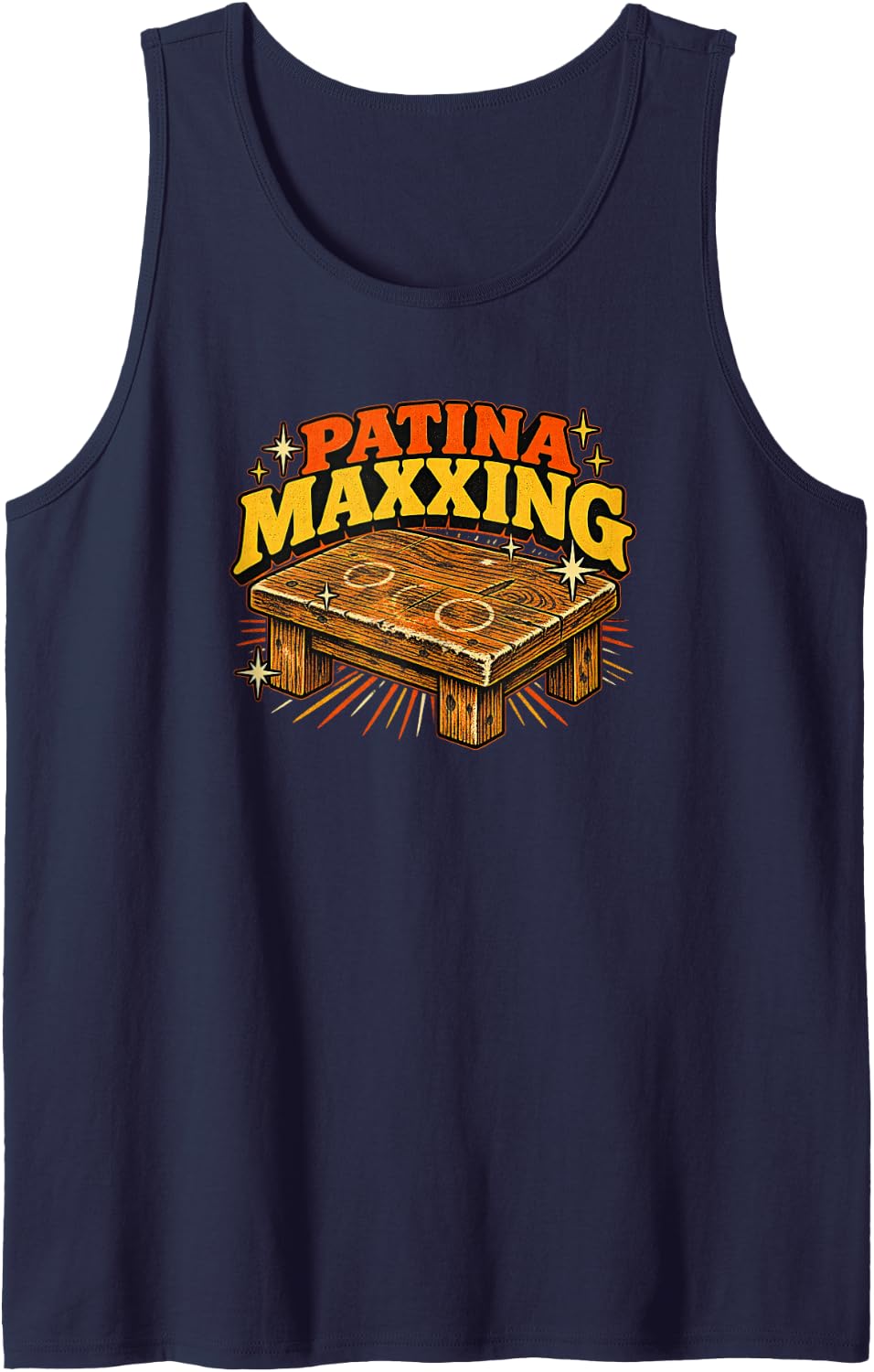 Patina Maxxing Distressed Bench Sleeveless Tank Top - Navy Blue